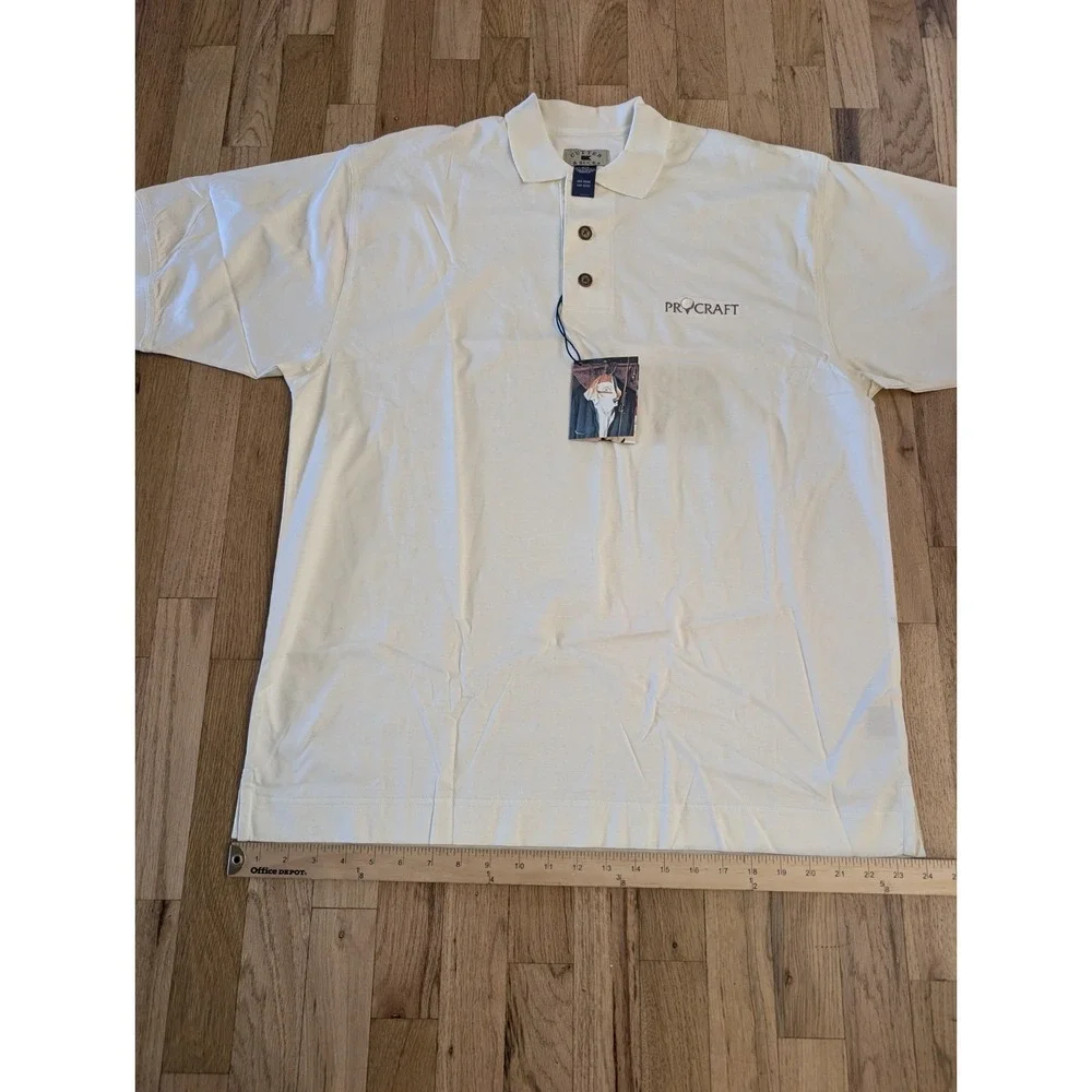 Cutter & Buck Polo Embroidered Logo Golf Polo Shirt Men's M Cream 100% Cotton